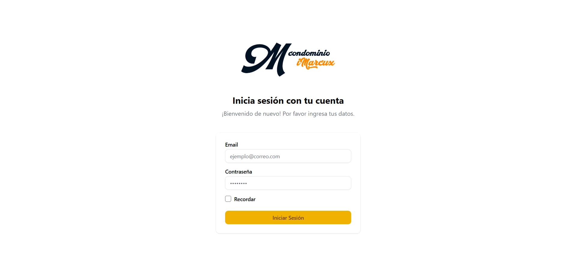 Captura del sistema para condominios
